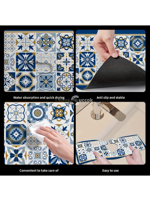 Asztali edény szárító alátét, csempe mintás poliészter nedvszívó alátét