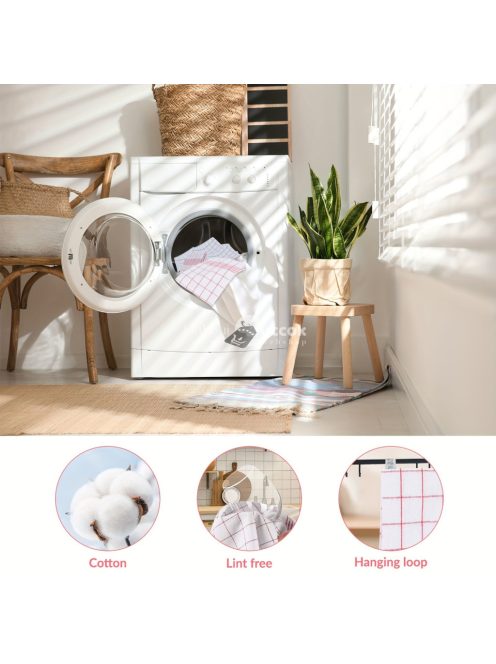 Piros és kék kockás pamut konyhai törölköző