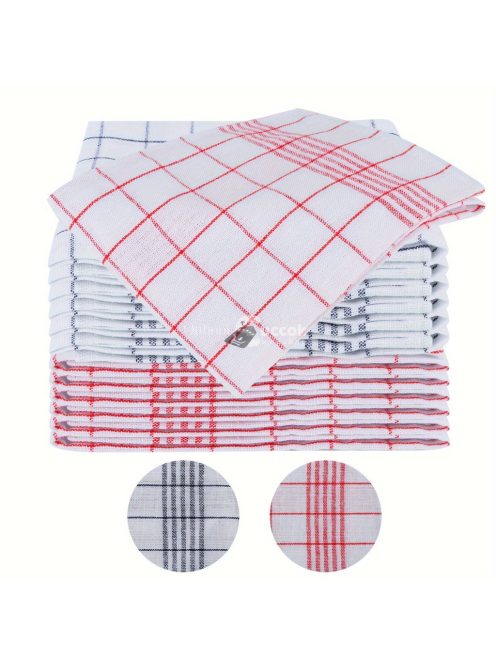 Piros és kék kockás pamut konyhai törölköző