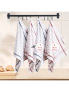 Piros és kék kockás pamut konyhai törölköző