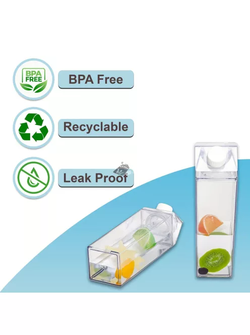 Kreatív, négyzet alakú kulacs, nagy űrtartalmú vizes palack