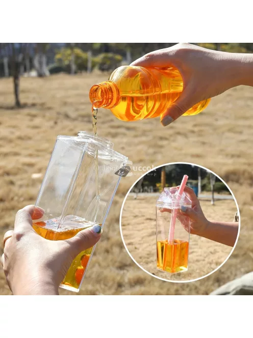 Kreatív, négyzet alakú kulacs, nagy űrtartalmú vizes palack