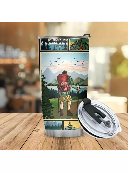 Túrázós Rozsdamentes acél termosz 600ML