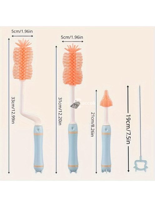 3 darabos készlet, Palacktisztító, Cumisüveg tisztító kefe