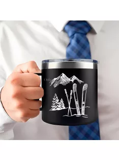   hódeszkás, 420 ml-es rozsdamentes acél duplafalú termosz, bögre