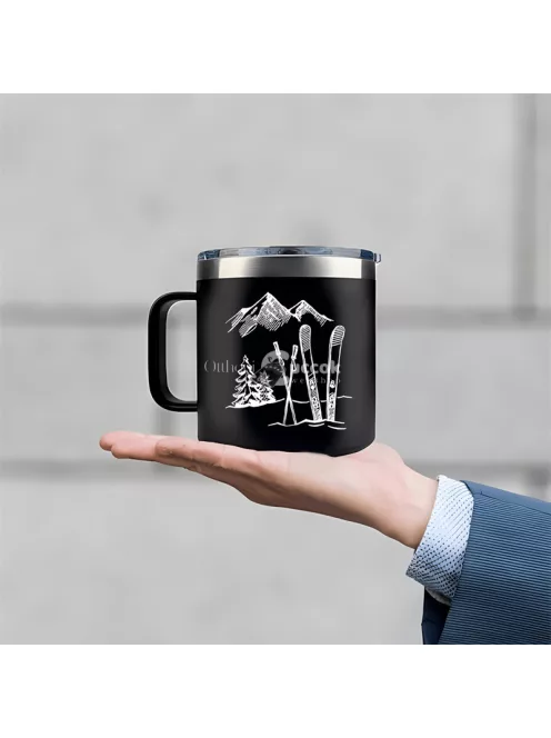 hódeszkás, 420 ml-es rozsdamentes acél duplafalú termosz, bögre