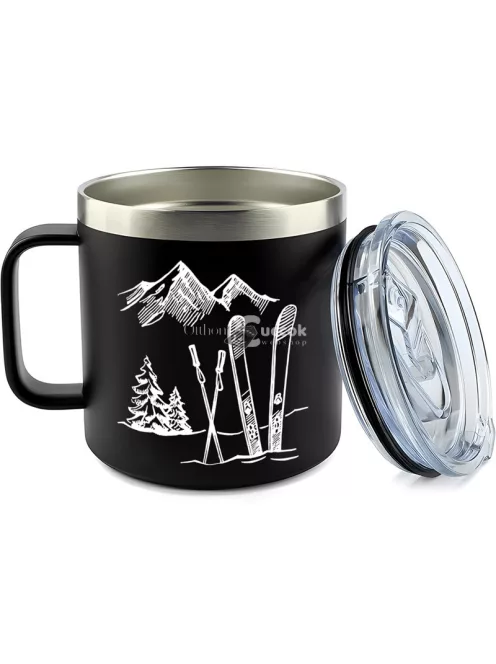 hódeszkás, 420 ml-es rozsdamentes acél duplafalú termosz, bögre