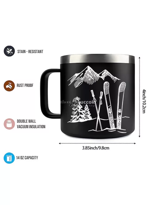 hódeszkás, 420 ml-es rozsdamentes acél duplafalú termosz, bögre