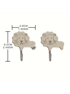2db Fa Öntapadós Állat mintás Akasztó