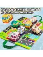 6db Puha Játékautók Játékszőnyeggel és Tárolózsákkal