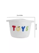 Nagy kapacitású, hímzett betűkkel ellátott poliészter szövésű tárolókosár