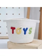 Nagy kapacitású, hímzett betűkkel ellátott poliészter szövésű tárolókosár
