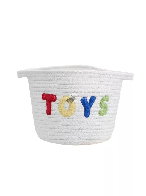 Nagy kapacitású, hímzett betűkkel ellátott poliészter szövésű tárolókosár