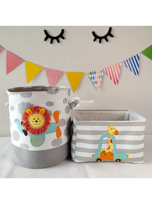 Nagyméretű oroszlán mintájú összecsukható szennyeskosár