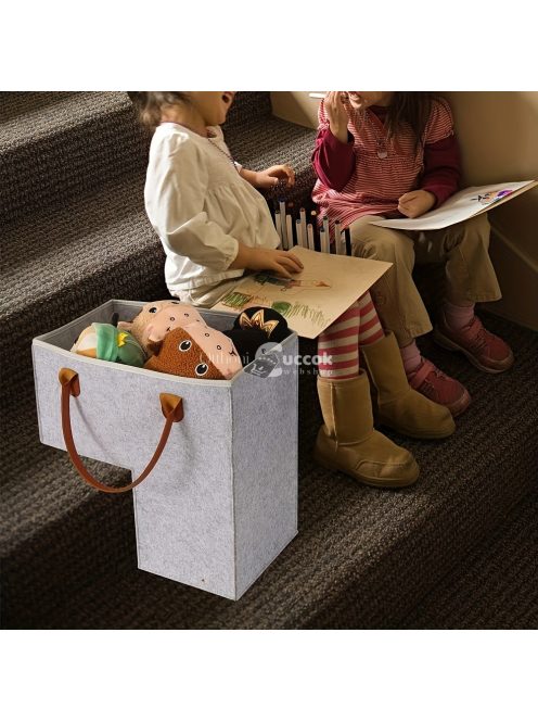 Összecsukható lépcsőkosár műbőr fogantyúkkal