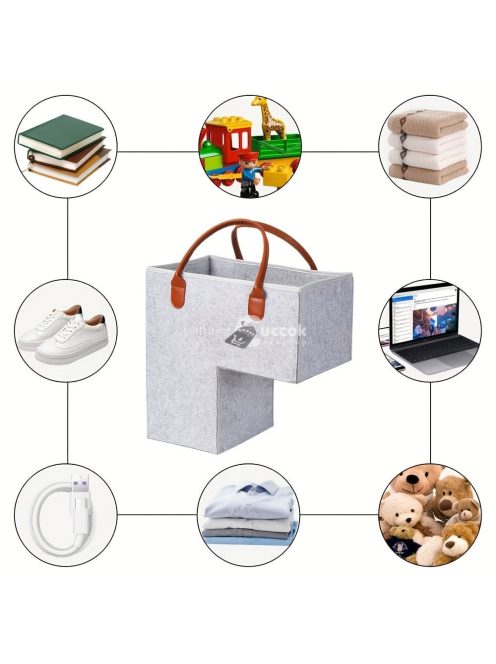 Összecsukható lépcsőkosár műbőr fogantyúkkal