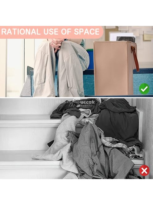 Összecsukható lépcsőkosár műbőr fogantyúkkal