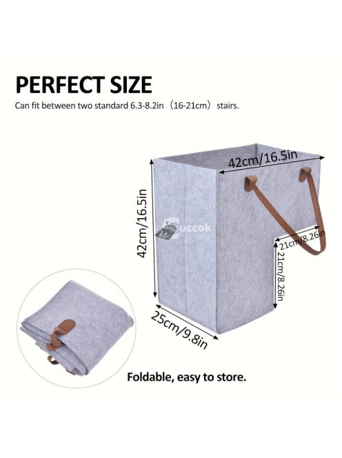 Összecsukható lépcsőkosár műbőr fogantyúkkal