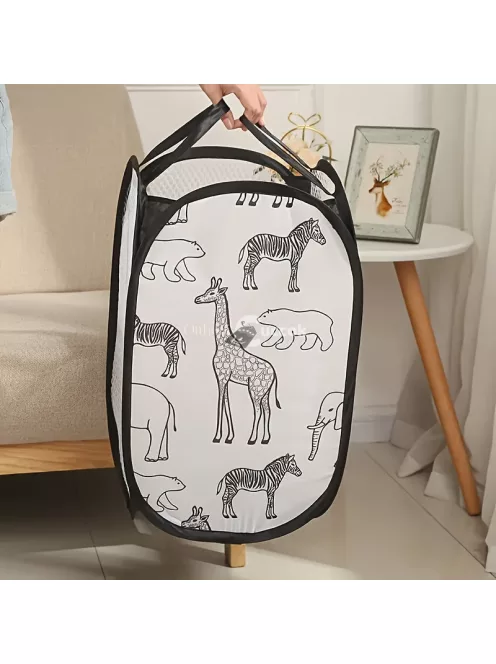 Összehajtható, állatmintás, nagy kapacitású, könnyen tisztítható tároló