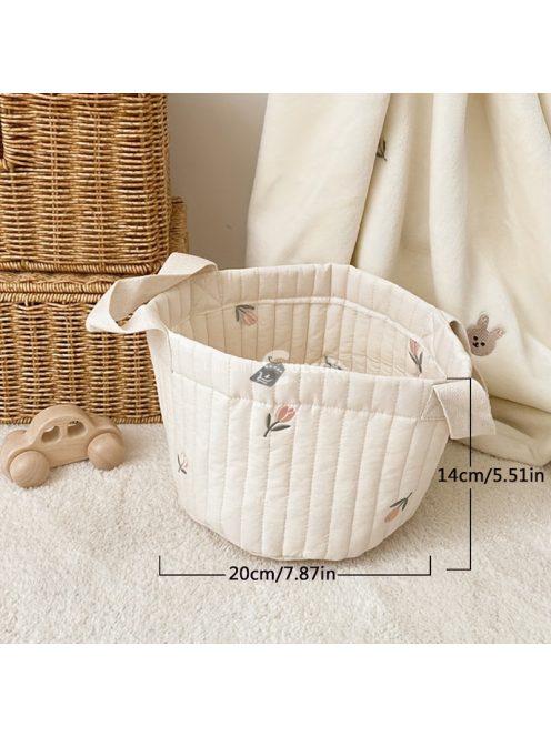 Steppelt, hímzett pamut tároló táska