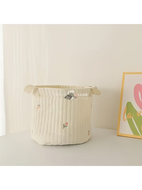 Steppelt, hímzett pamut tároló táska