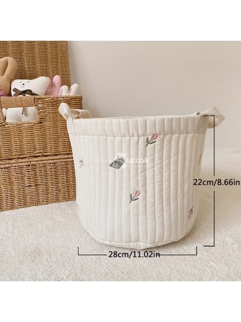 Steppelt, hímzett pamut tároló táska