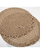 4 darabos Elegáns Juta Szövésű Asztali Alátétek Horgolt Szegéllyel