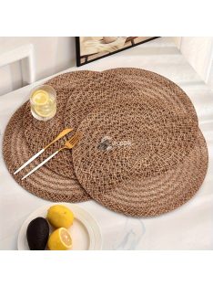   4 darabos Csúszásmentes Kerek Szőtt Juta Tányéralátét Készlet