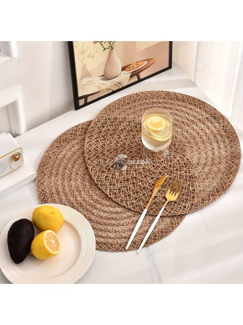 4 darabos Csúszásmentes Kerek Szőtt Juta Tányéralátét Készlet