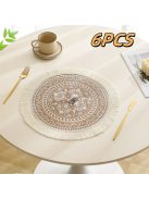 4db Bohém stílusú kerek, kézzel szőtt asztali alátét