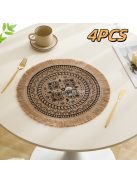 4db Bohém stílusú kerek, kézzel szőtt asztali alátét