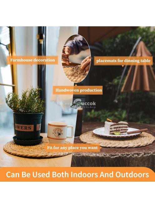 10db 33.02 cm-es kerek fonott rattan asztali alátét