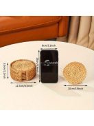 6 db kézzel szőtt rattan kávés pohár alátét szett