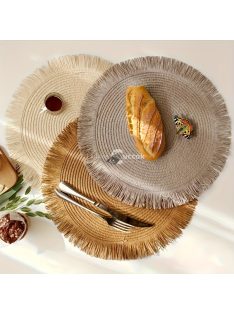   3 darabos készlet kerek fonott papír asztali alátét különböző színekben