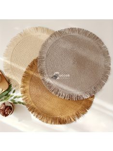   3 darabos készlet kerek fonott papír asztali alátét különböző színekben