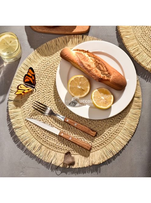 3 darabos készlet kerek fonott papír asztali alátét különböző színekben