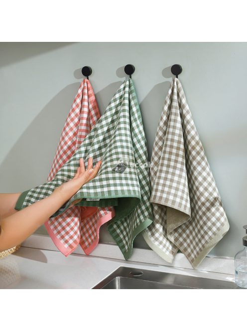 3db modern hímzett kockás pamut konyhai törölköző