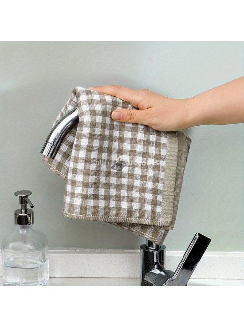 3db modern hímzett kockás pamut konyhai törölköző