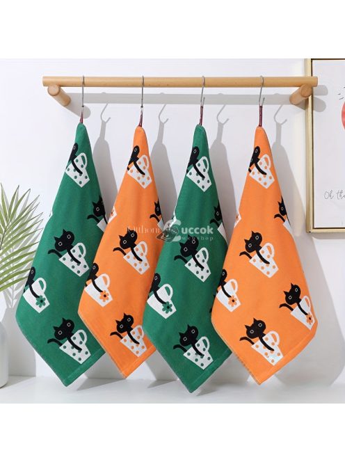 Gyorsan Száradó, Puha és Nedvszívó Pamut Konyharuha Aranyos Macskás Mintával