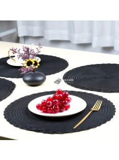   4 darabos fekete csúszásmentes kerek szőtt alátét készlet