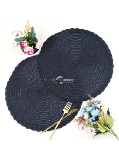   4 darabos fekete csúszásmentes kerek szőtt alátét készlet