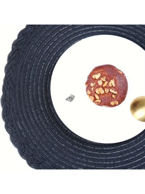 4 darabos fekete csúszásmentes kerek szőtt alátét készlet