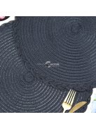 4 darabos fekete csúszásmentes kerek szőtt alátét készlet