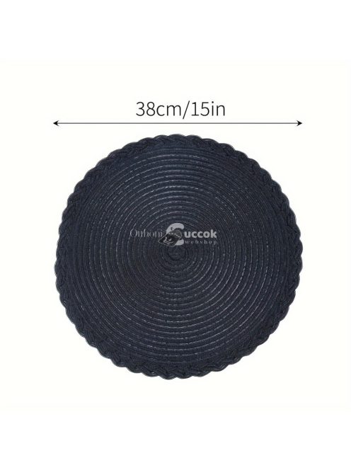 4 darabos fekete csúszásmentes kerek szőtt alátét készlet