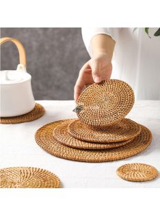   Természetes rattan placemat szett, kézzel szőtt, csúszásmentes, hőálló, étkezéshez és teaceremóniához