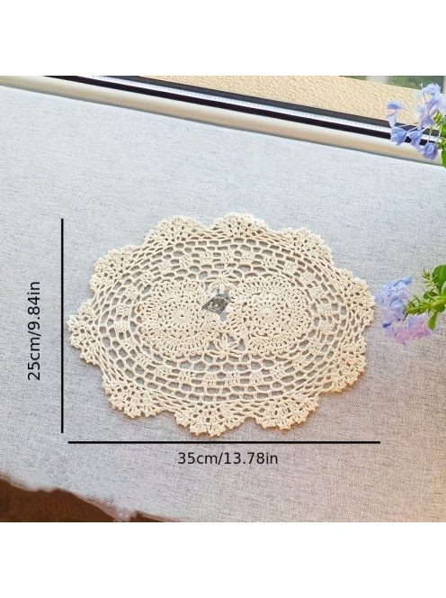 Kézzel készített horgolt ovális asztali alátétek csipkés széllel
