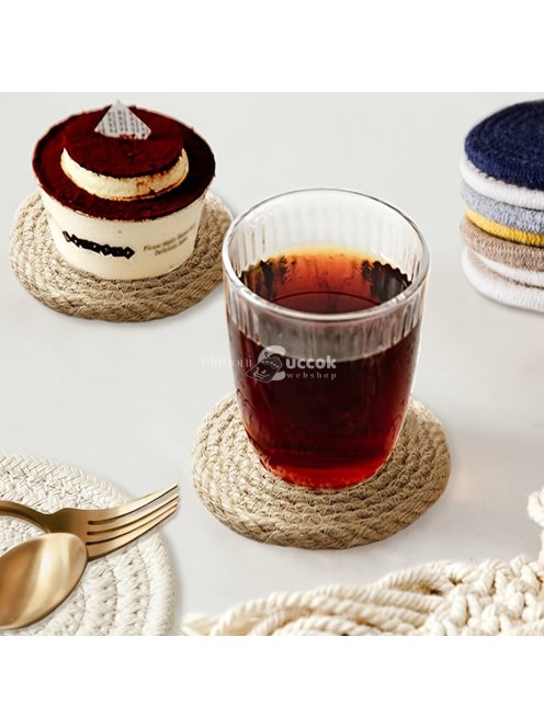 6db Kézzel szőtt juta poháralátét