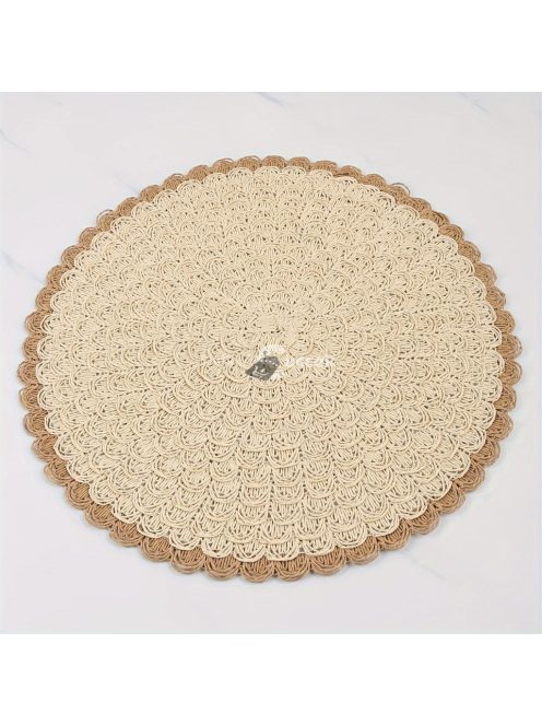 4 darabos Boho Chic Szett Fonott Vászon Kerek Tányéralátét