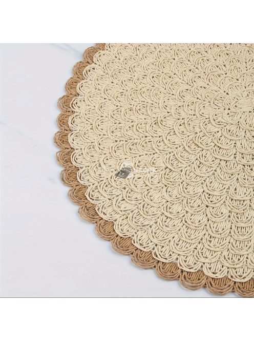 4 darabos Boho Chic Szett Fonott Vászon Kerek Tányéralátét