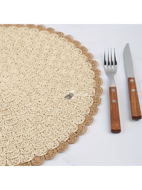 4 darabos Boho Chic Szett Fonott Vászon Kerek Tányéralátét